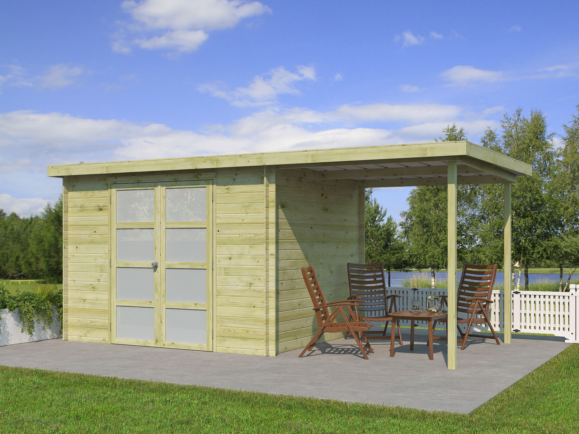 25% Discount! Gerätehaus Modell Umea 7,38 m² + 200 cm Anbau 4x3m Unkategorisiert online kaufen