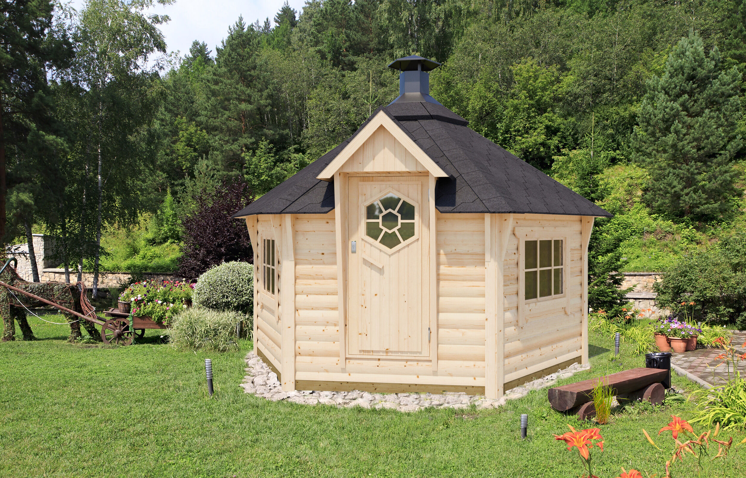 26% Discount! Fjordholz 6-Eck Grillkota Modell Lasse 9,0m² DeLux 4x4m Unkategorisiert online kaufen