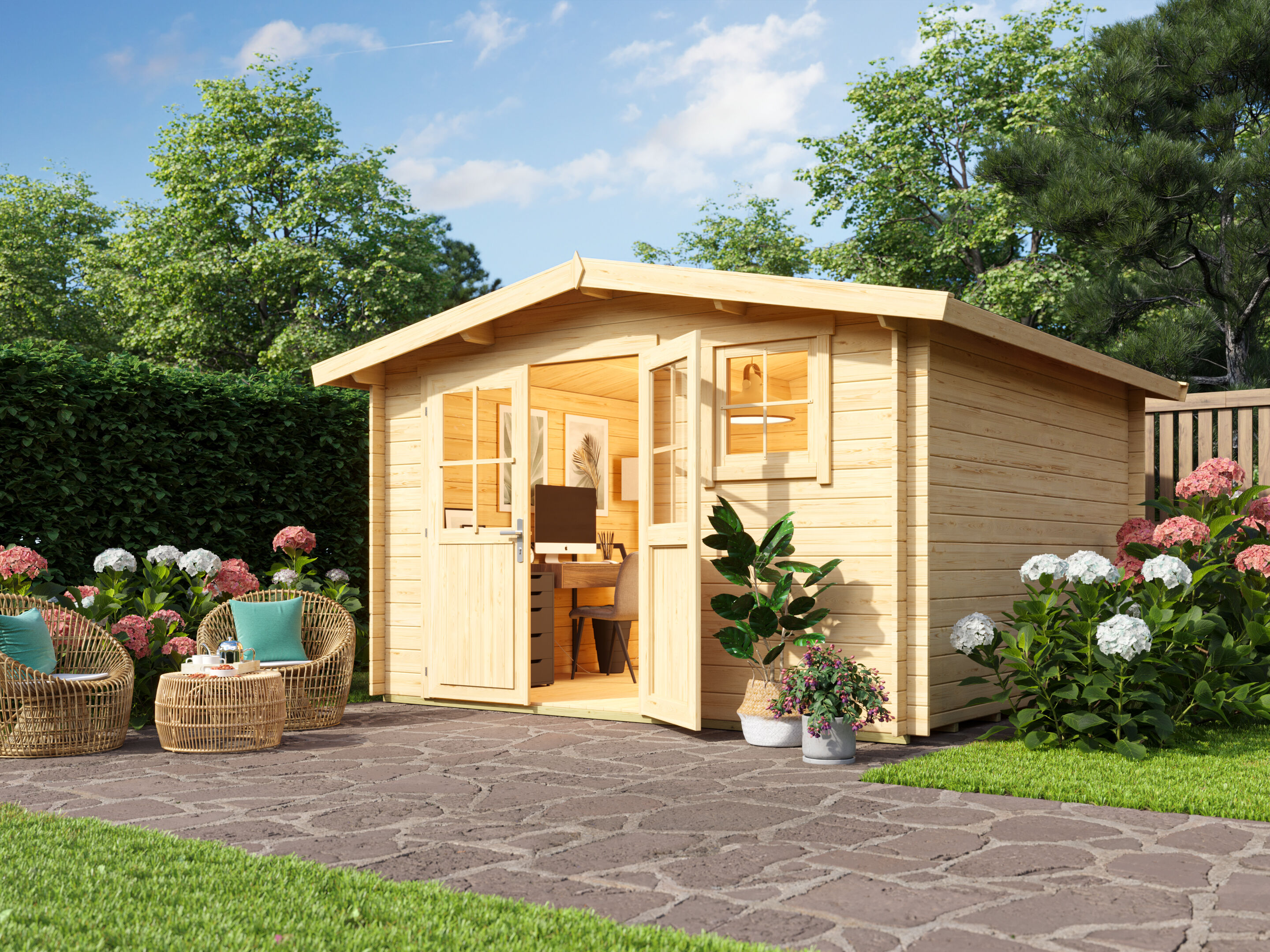 26% Discount! Fjordholz Satteldach Gartenhaus Modell Eliza 5F 4x4m Unkategorisiert online kaufen