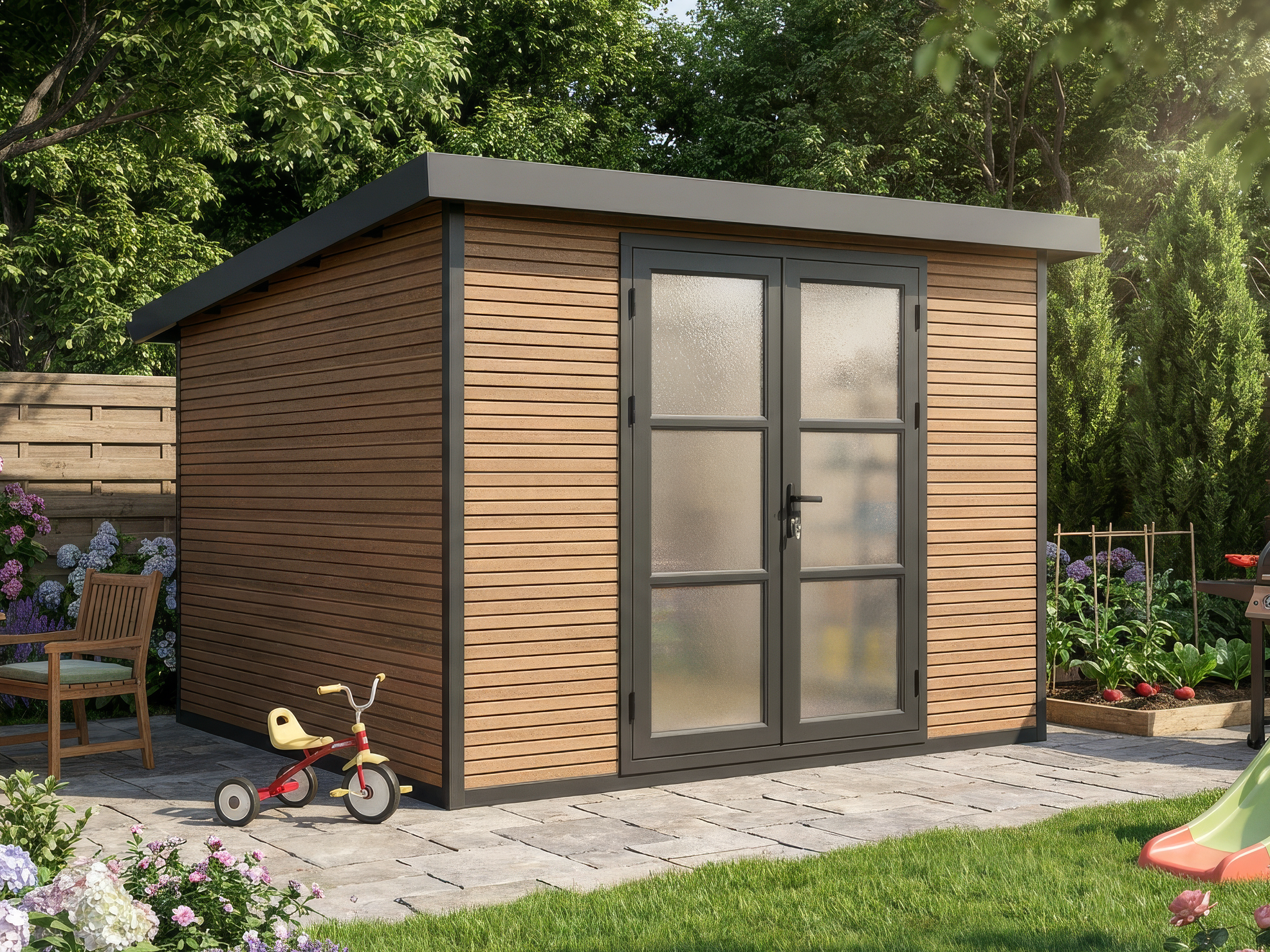 26% reduziert! 3 × 3 m | WPC Gartenlounge FineLine 8,4 m² Teak | modern Unkategorisiert online kaufen