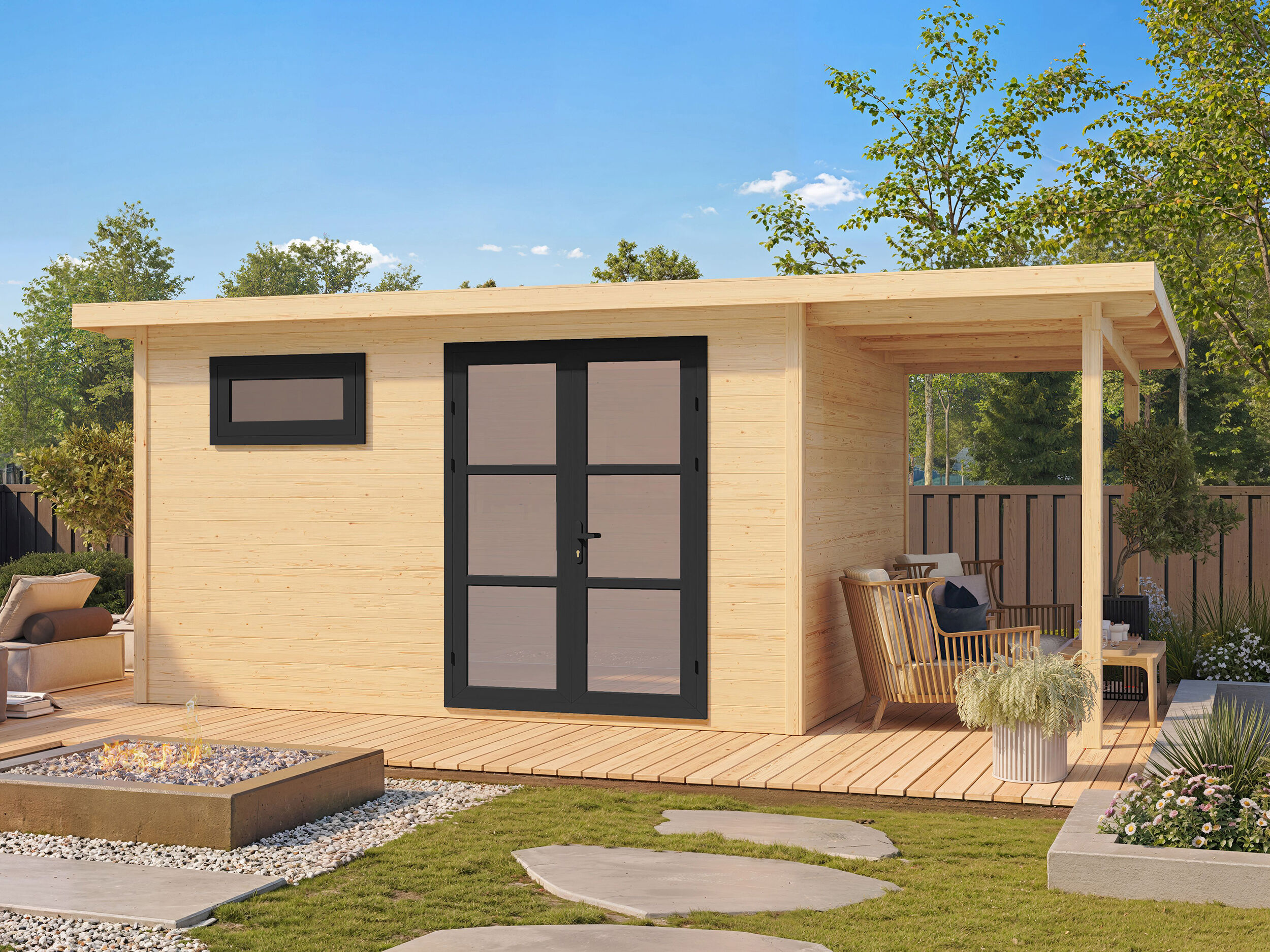 26% reduziert! 4 × 3 m | Gartenlounge Alu Line 28-E | modern | Pultdach | winterfest Unkategorisiert online kaufen