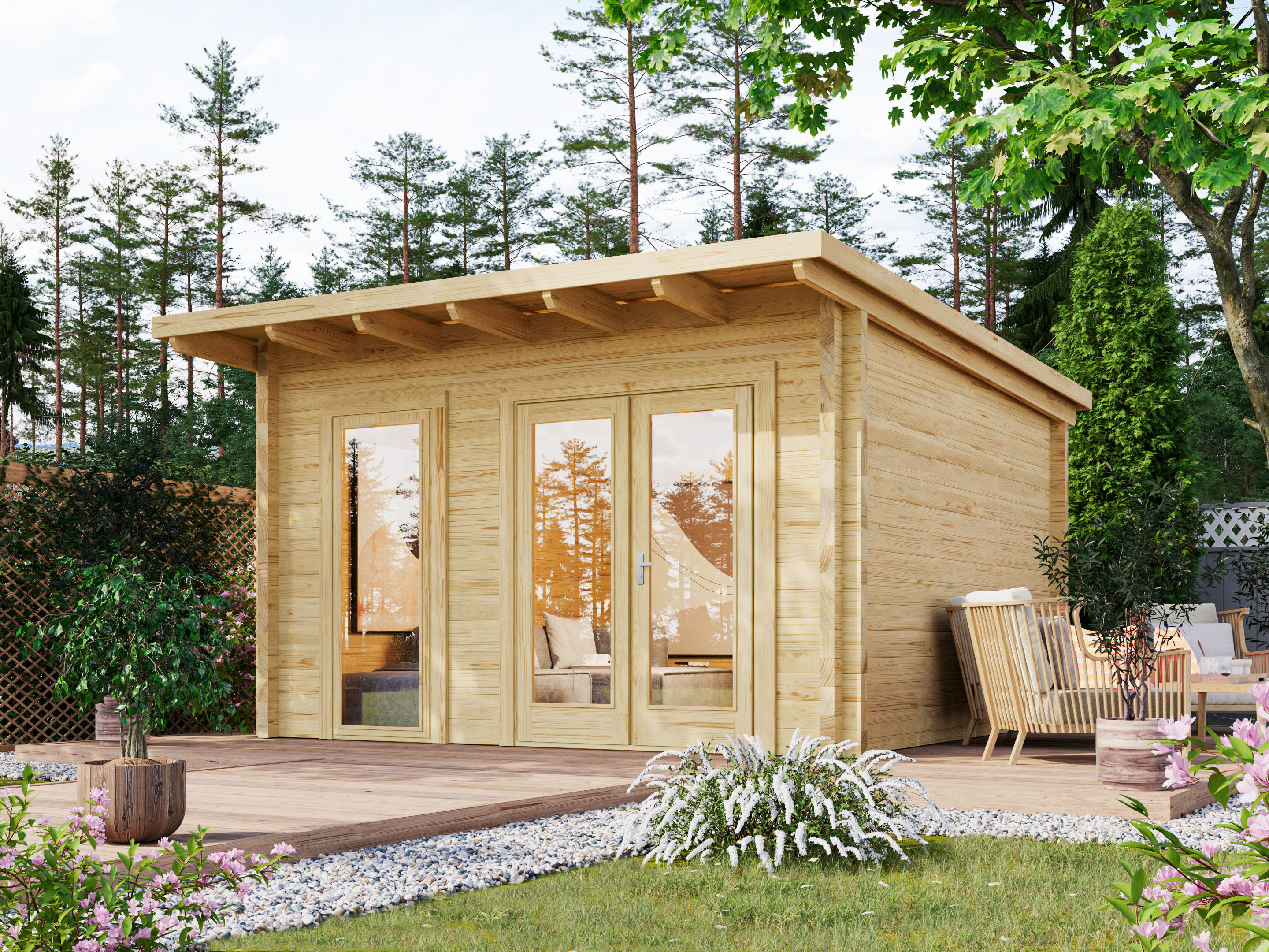 26% reduziert! 4 × 4 m | Gartenlounge Berlin 70 C Modern | Pultdach | winterfest Unkategorisiert online kaufen