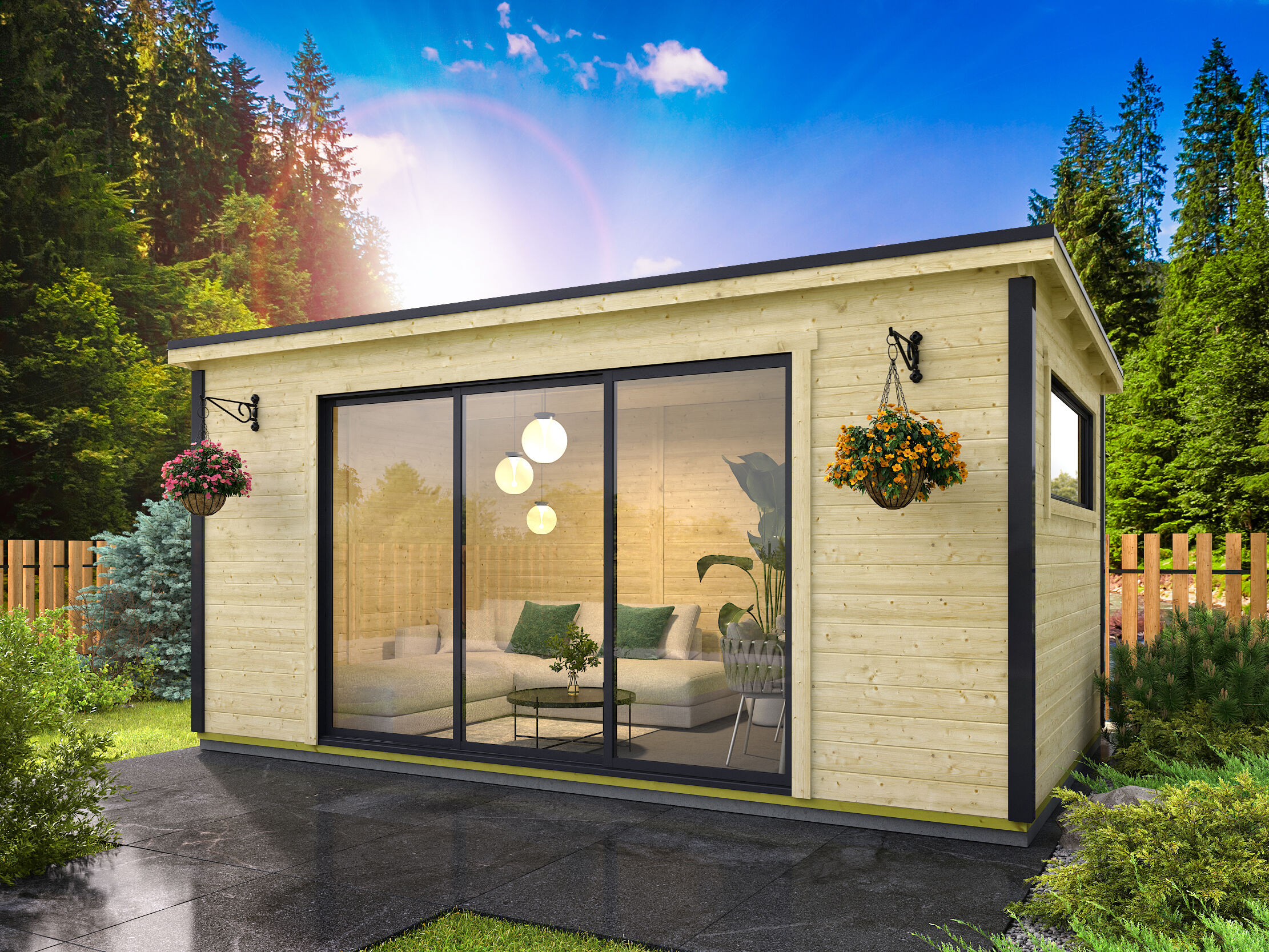 26% reduziert! 5 × 3 m | Gartenlounge Poel-3 | modern | Glas-Schiebetür | winterfest Unkategorisiert online kaufen