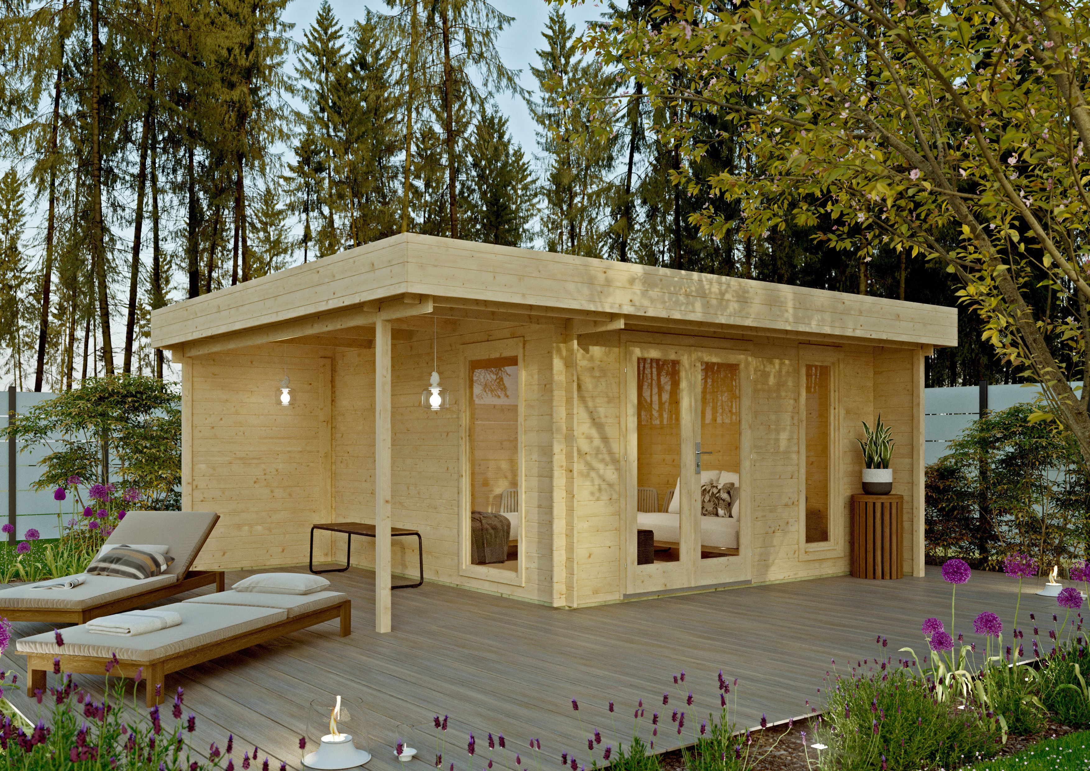 26% reduziert! 5 × 4 m | Flachdach Gartenlounge Wanja 28 | modern Unkategorisiert online kaufen