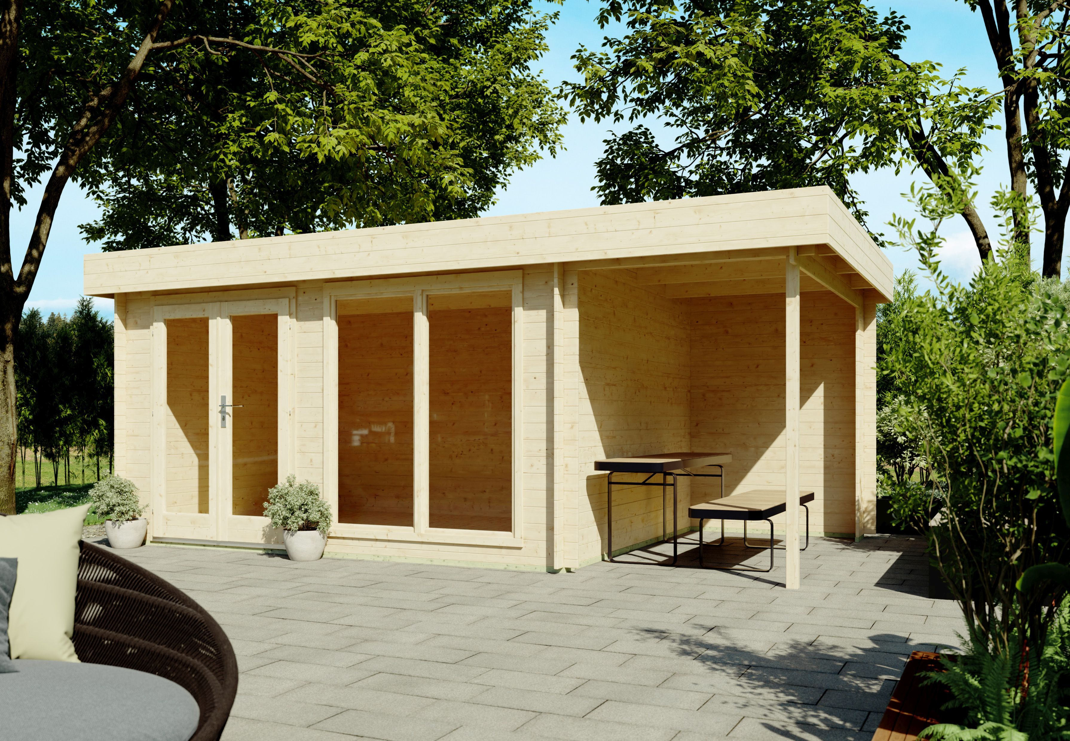 26% reduziert! 6 × 3 m | Flachdach Gartenlounge Luke 28 Unkategorisiert online kaufen