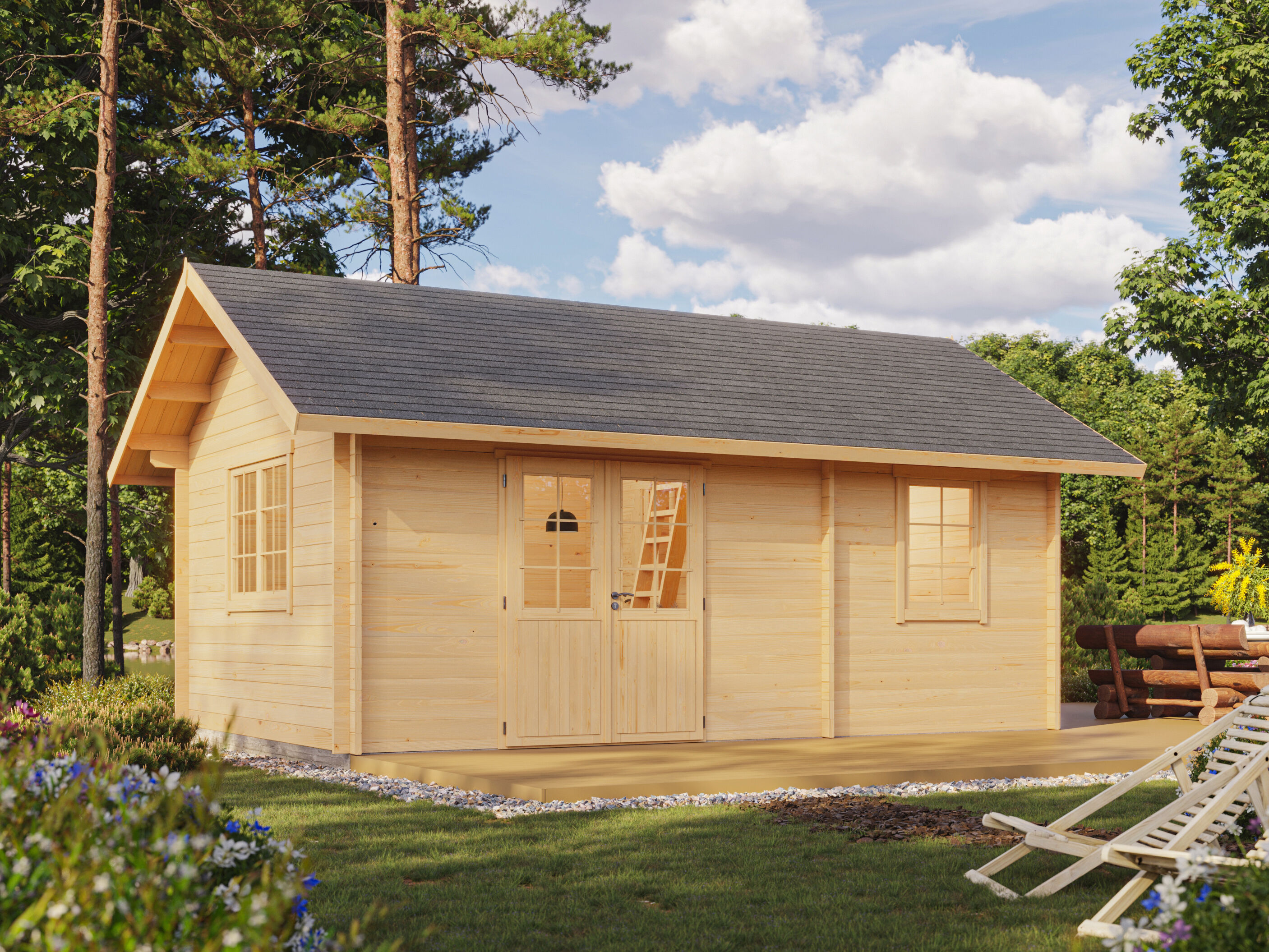26% reduziert! 6 × 4 m | Ferien- und Freizeithaus Texas 4 | Schlafboden | winterfest Unkategorisiert online kaufen