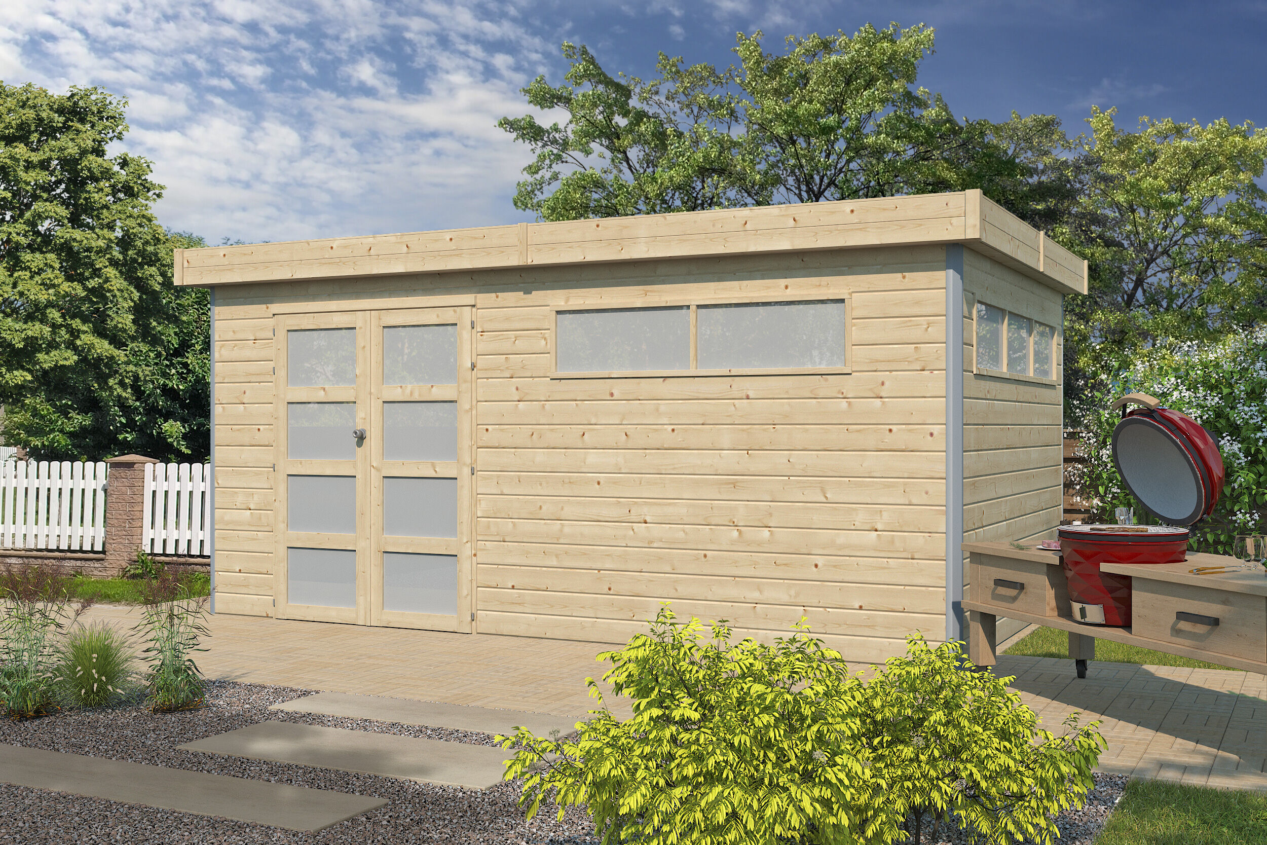 26% reduziert! 6 × 4 m | Gartenlounge Alu-Line Kasuko-XL | Flachdach | modern | Pultdach Unkategorisiert Produktbild