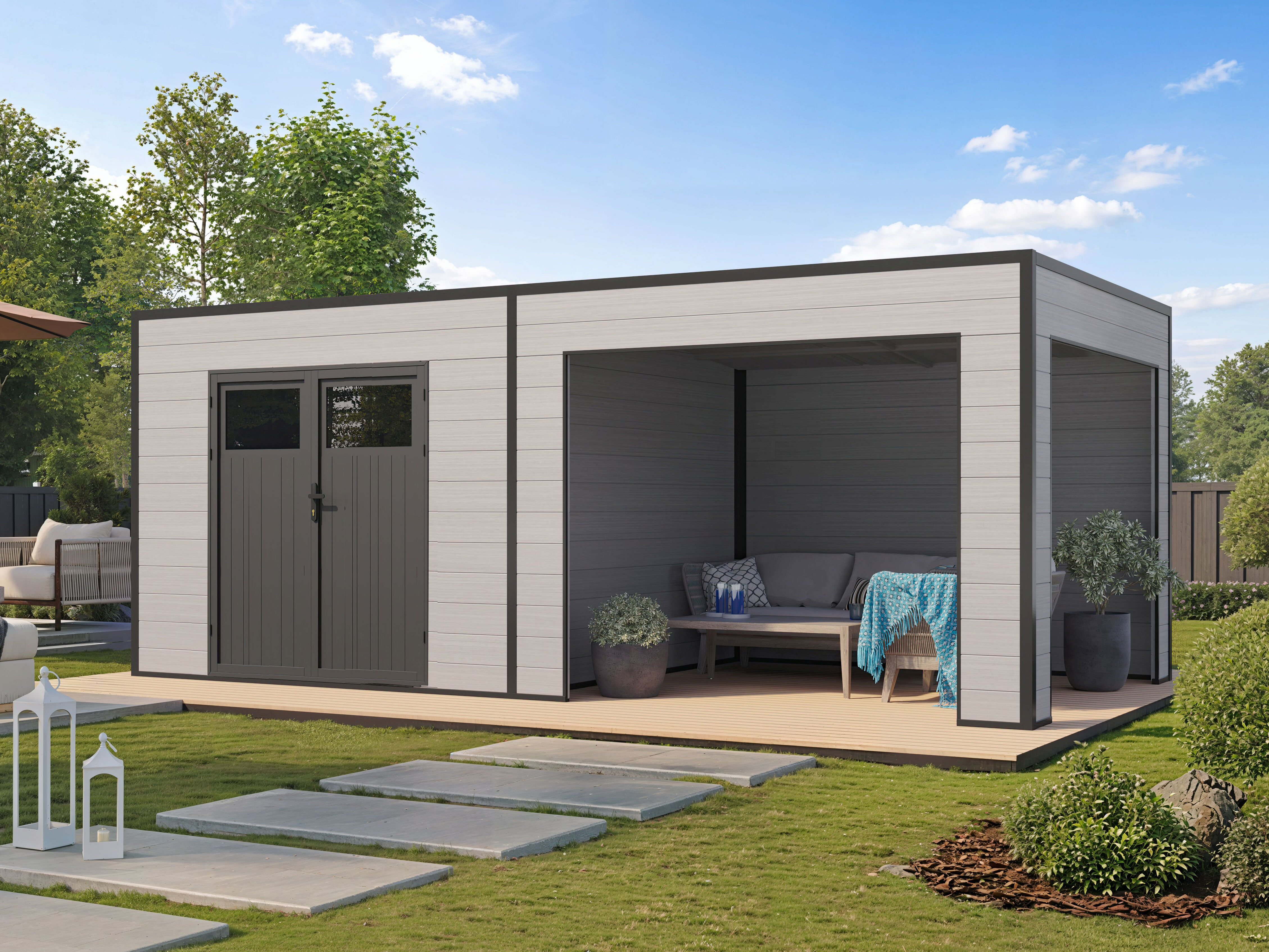 30% reduziert! 6 × 3 m | WPC Gartenlounge Cubus Lounge 16,25 m² | modern | Anbau Unkategorisiert online kaufen
