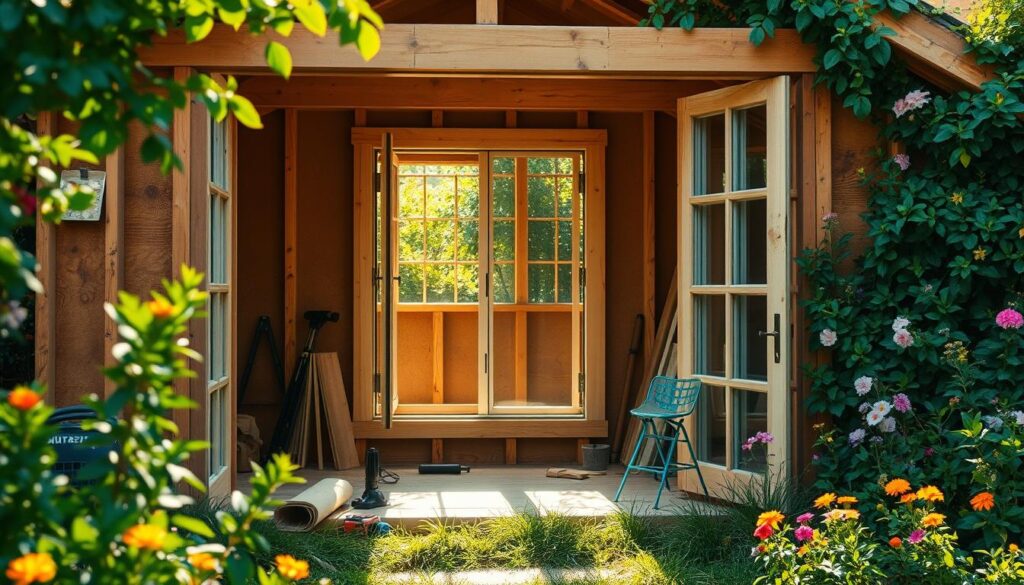 Fenster einsetzen Gartenhaus