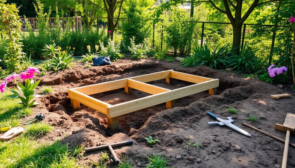 Gartenhaus 4x4 Fundamentarbeiten