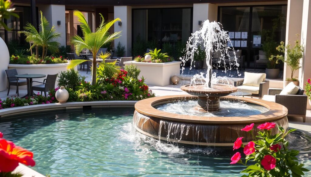 Wasserspiele auf der Terrasse