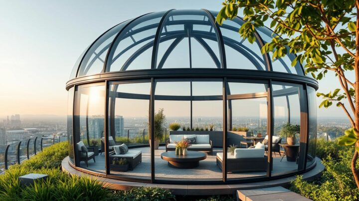 Rundes Glas Gartenhaus – Moderne Skylounges von Fjordholz