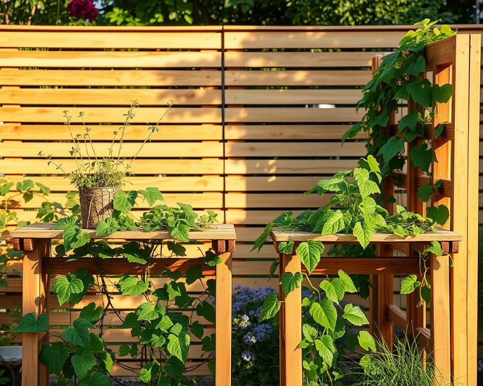 Sichtschutz und Rankhilfen aus Paletten