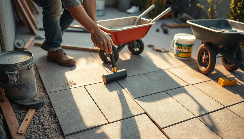 Terrassenplatte verlegen