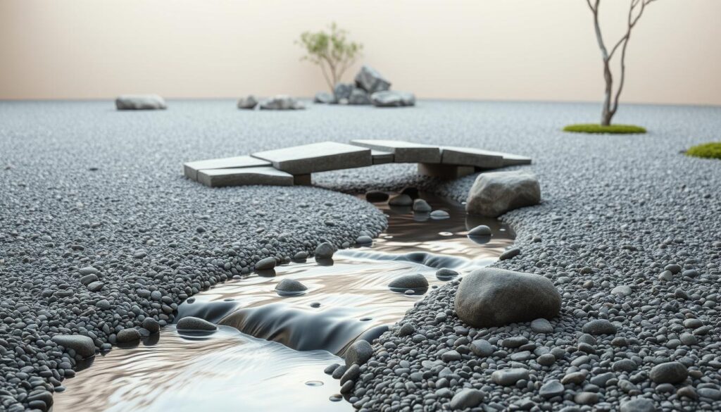 Wasserelemente im Zen-Garten