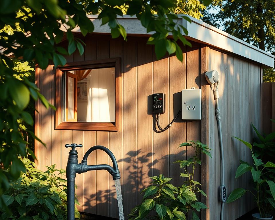 Strom- und Wasserversorgung Gartenhaus
