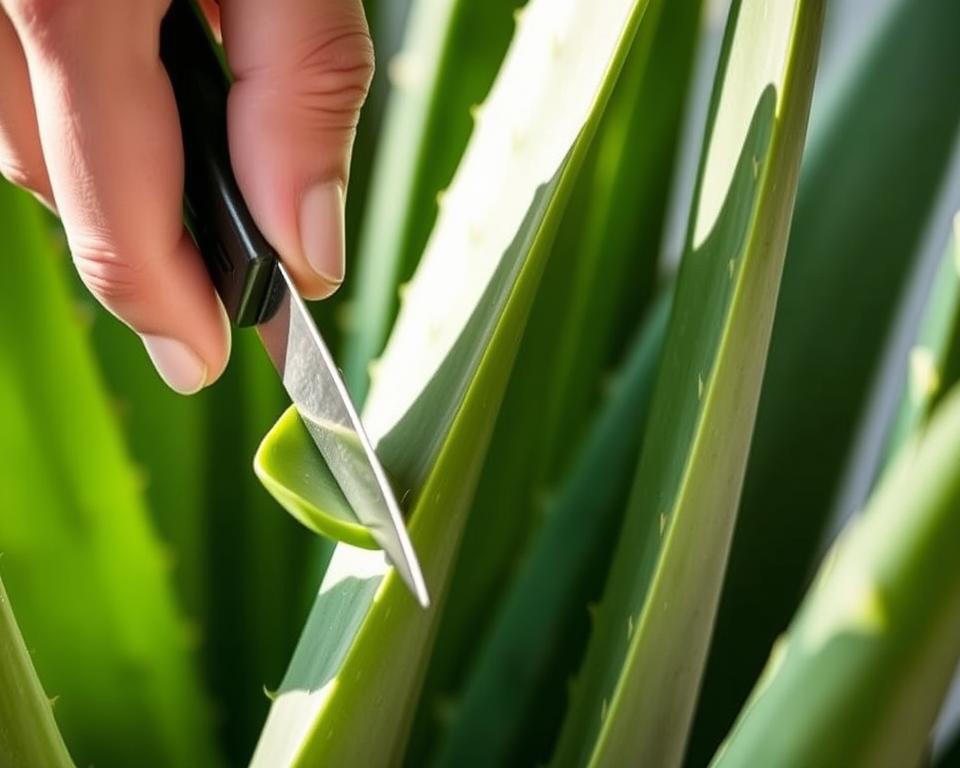 Aloe Vera Blatt schneiden Anleitung