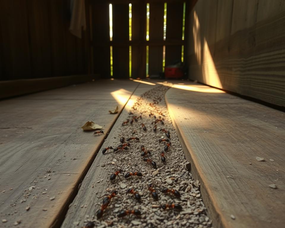 Ameisenspur im Gartenhaus