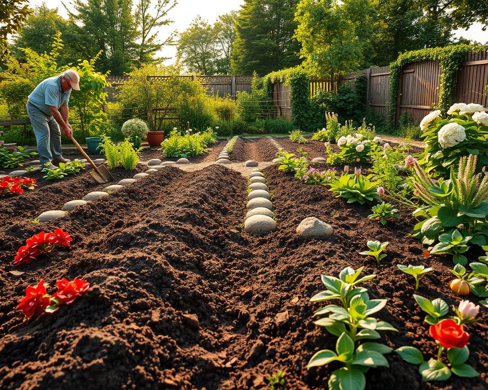 Bodenvorbereitung im Bauerngarten