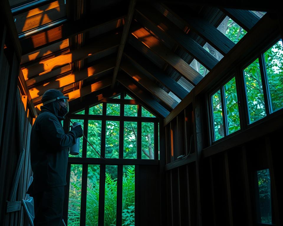 Chemische Holzwurmbekämpfung im Gartenhaus