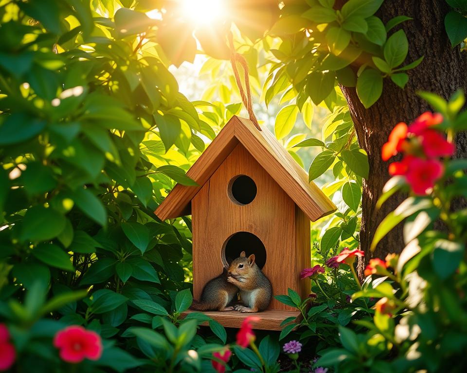 Eichhörnchen Futterhaus im Garten