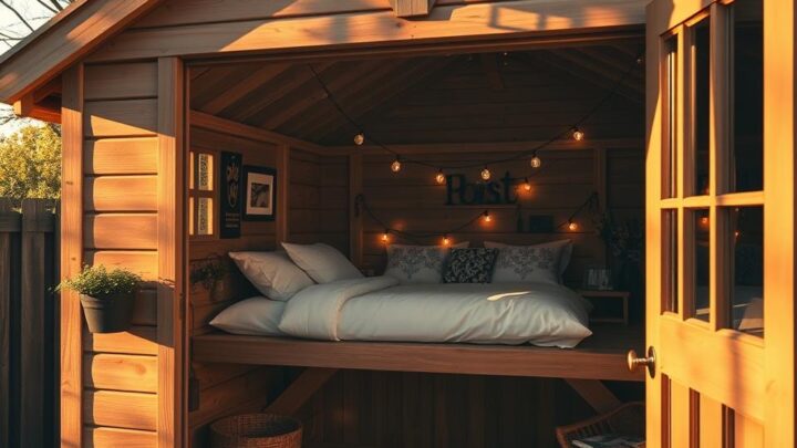 Gartenhaus Schlafboden Dekoideen für gemütliche Stunden