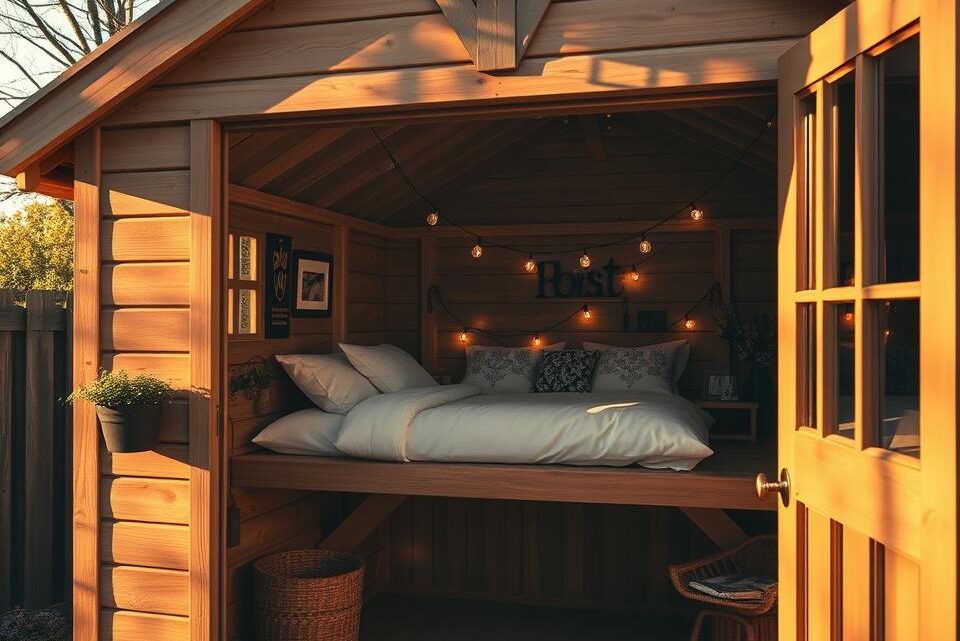 Gartenhaus Schlafboden Dekoideen für gemütliche Stunden