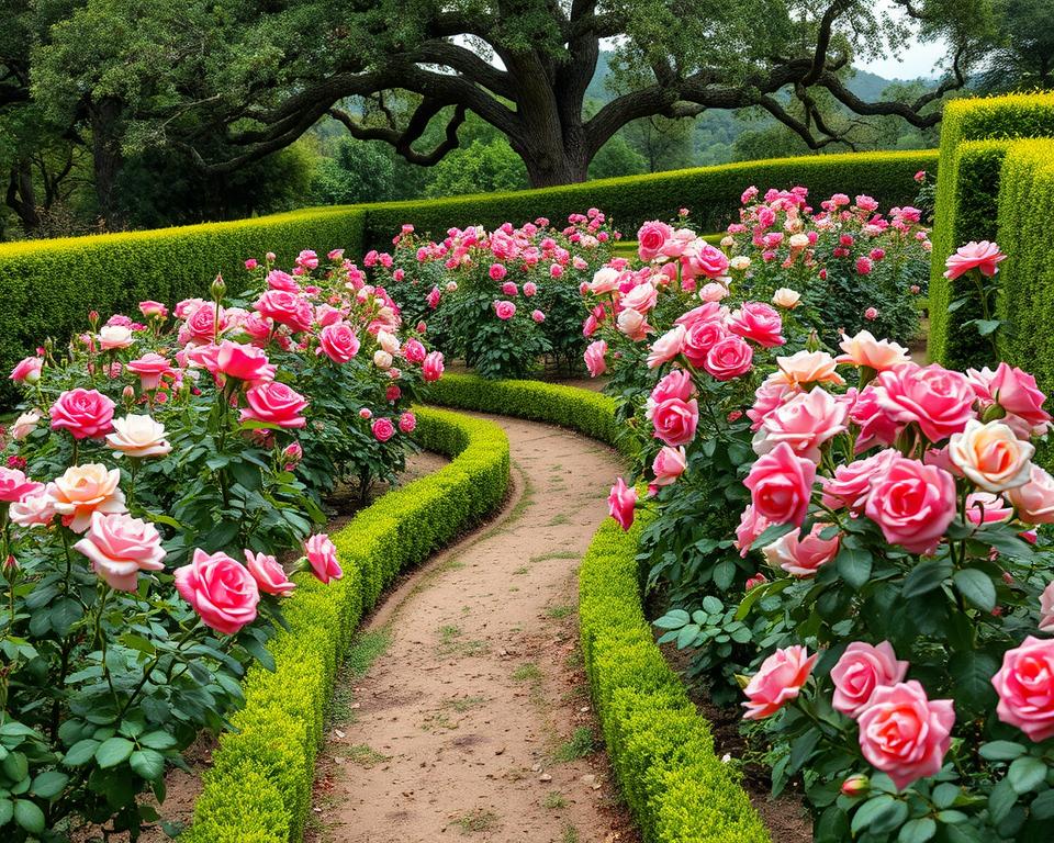 Gesunde Rosenanlage mit optimaler Pflanzung