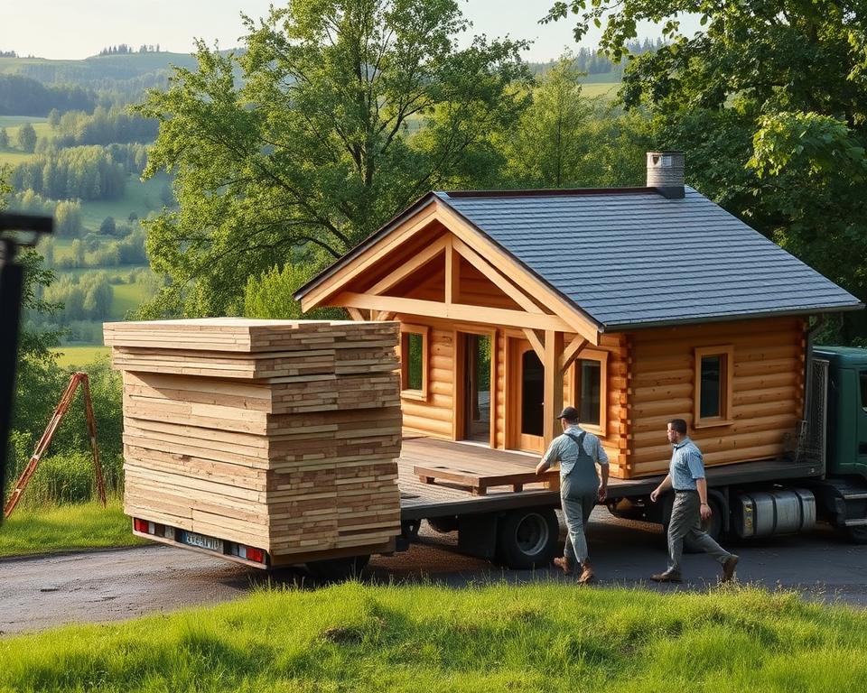 Holzhaus Lieferung und Montage