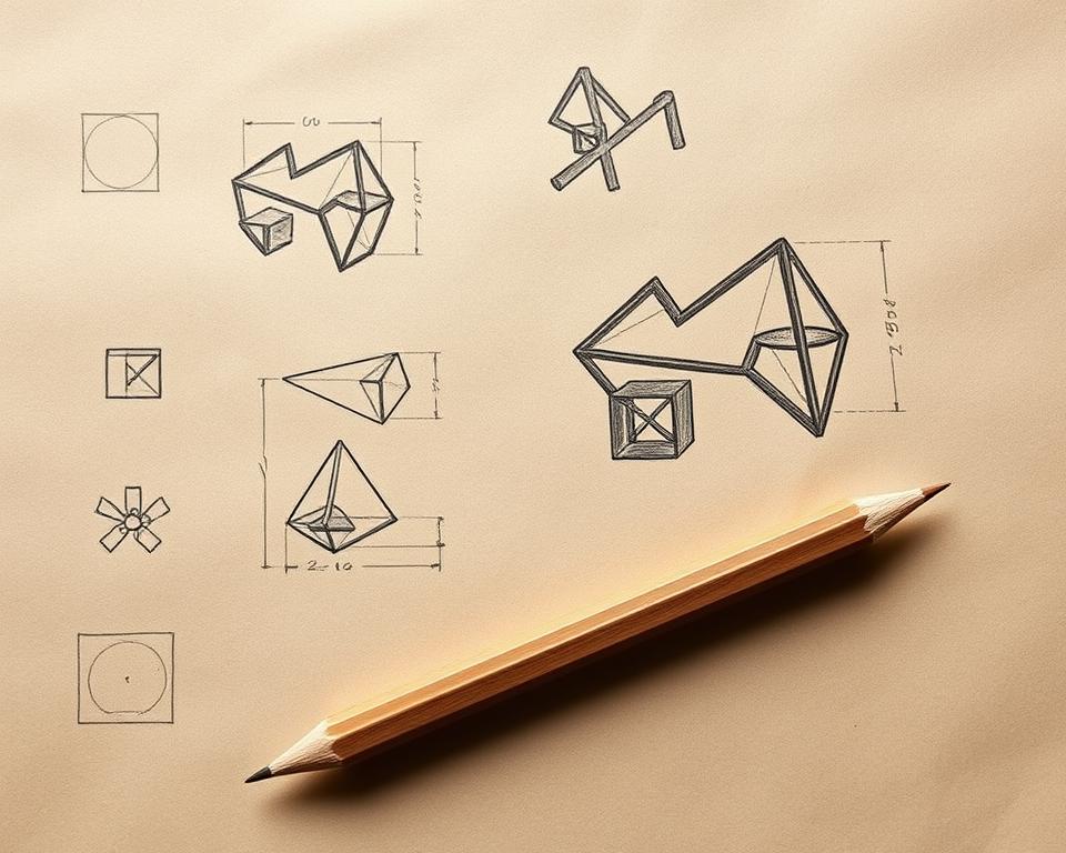 Holzskulptur Planung Skizze