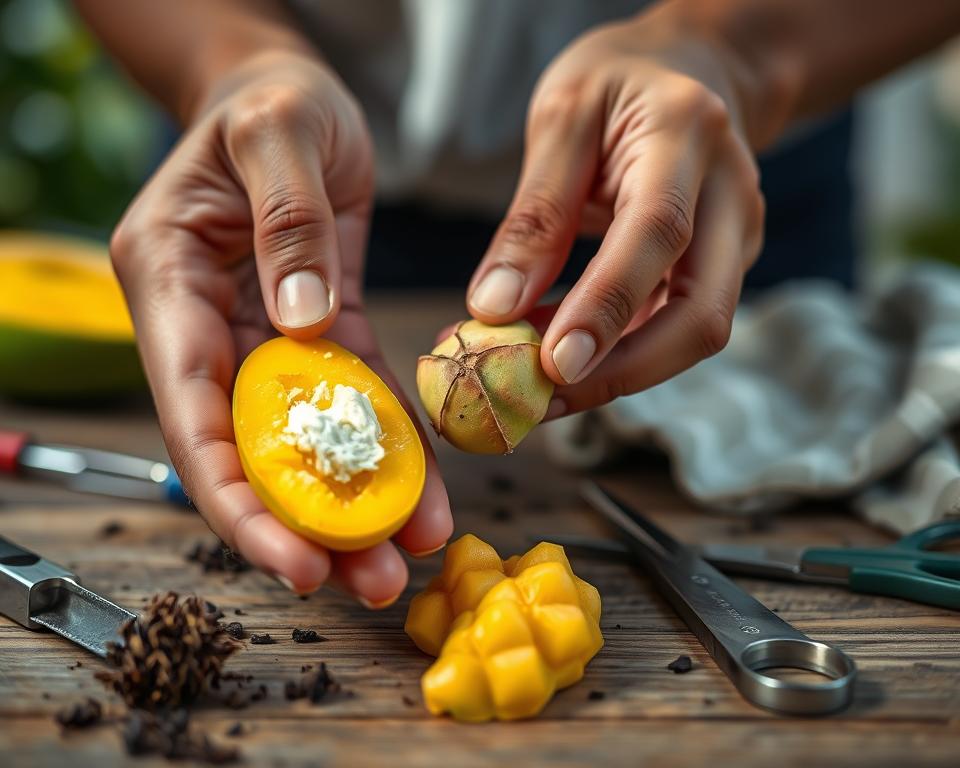 Mangokern vorbereiten