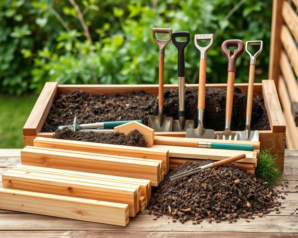 Materialien Hochbeet Werkzeuge