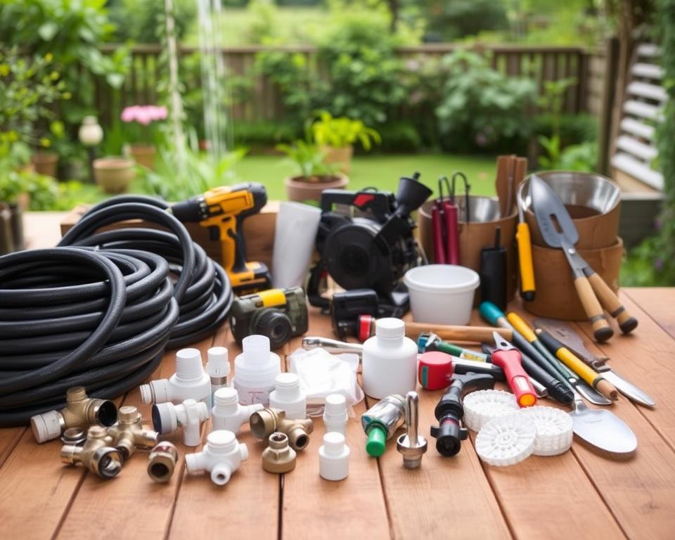 Materialien für Gartendusche