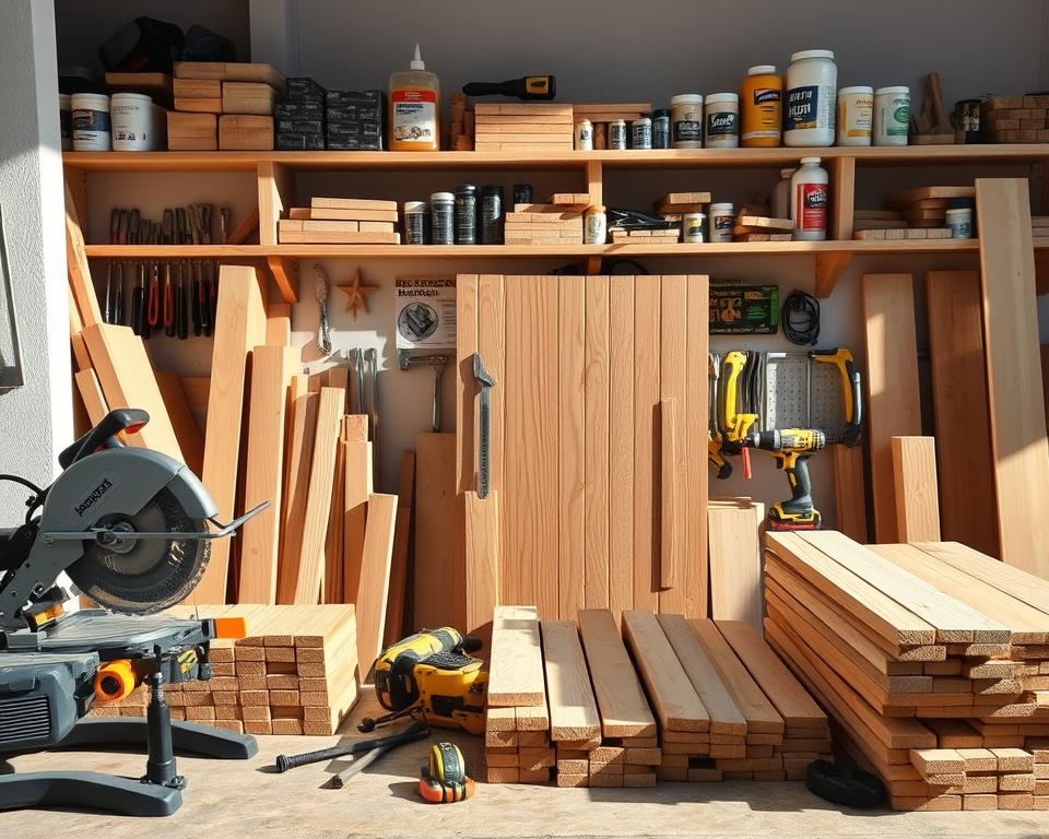 Materialien und Werkzeuge für Holzschiebetor