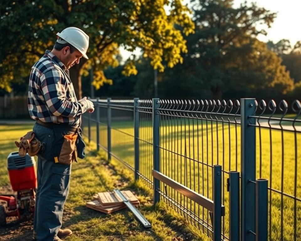 Metallzaun Montage Prozess