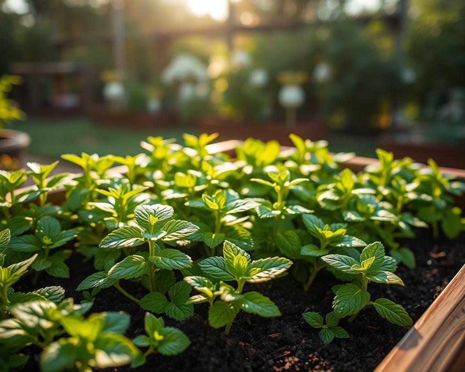 Minze Bewässerung im Hochbeet