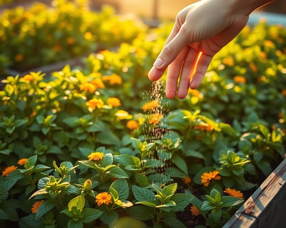 Minze düngen im Hochbeet