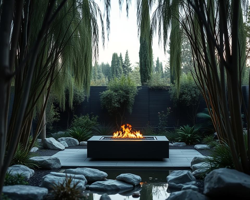 Moderne Feuerstelle Design im Garten
