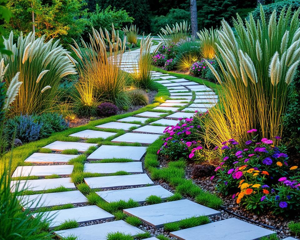 Moderne Gartenwegegestaltung mit Naturstein