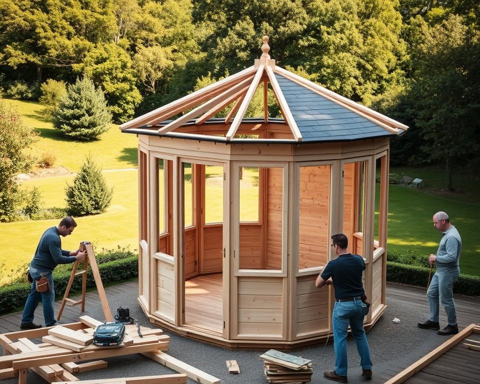 Montage und Aufbau des Gartenhauses