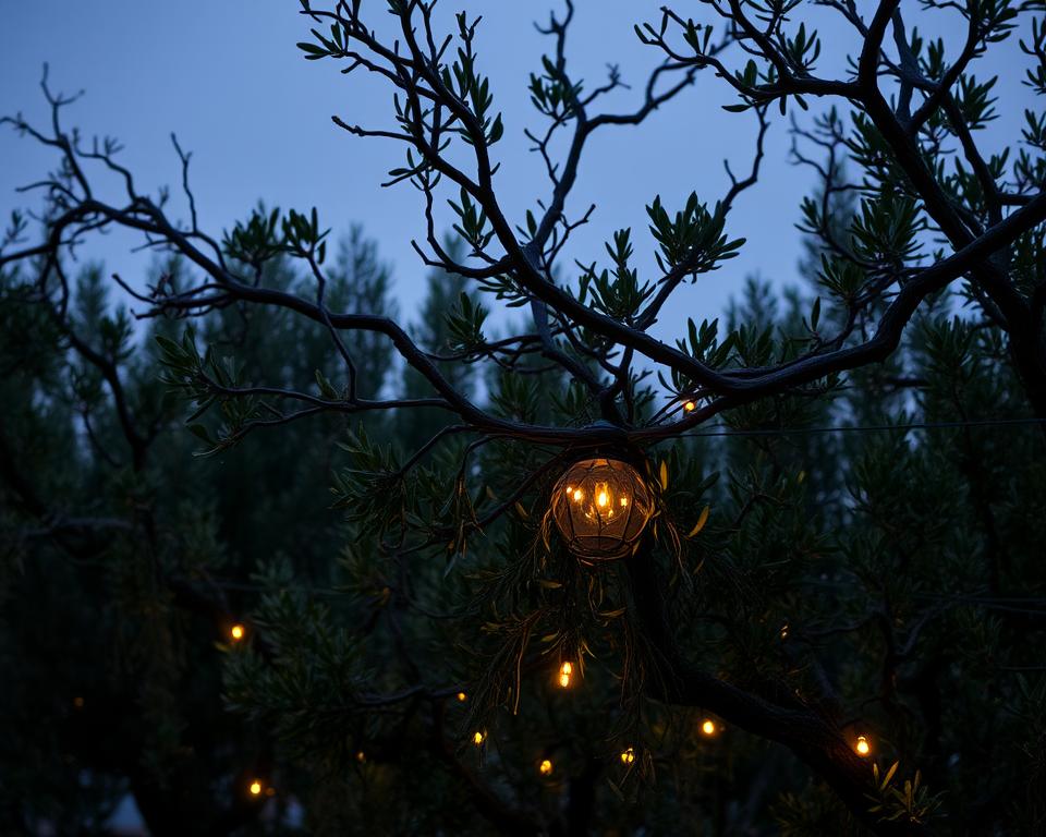 Olivenbaum Winterbeleuchtung
