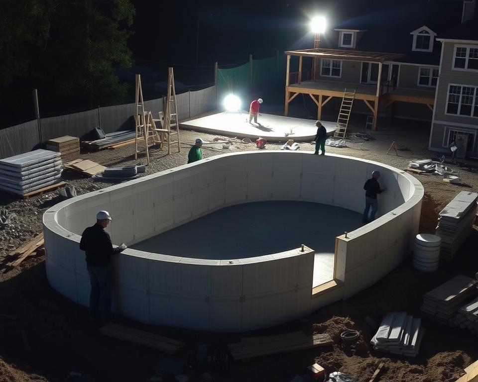 Poolwände bauen Konstruktion