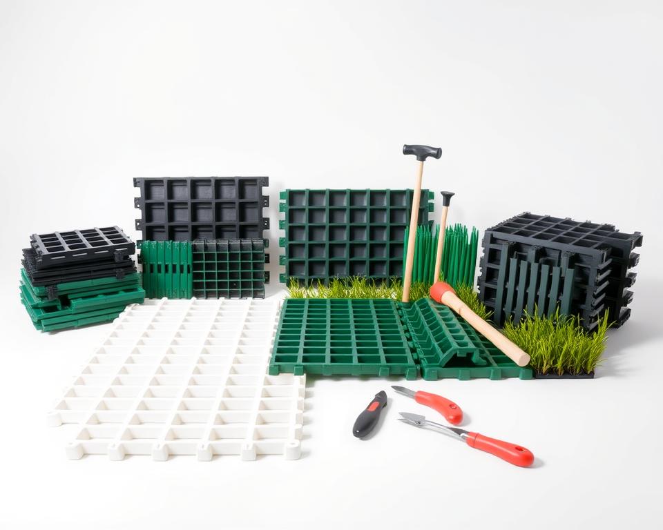 Rasengitter Materialien und Werkzeuge