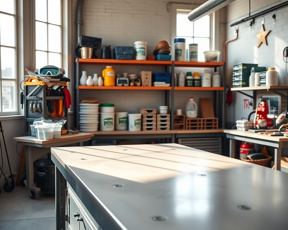 Sicherer Arbeitsplatz für Epoxidharz