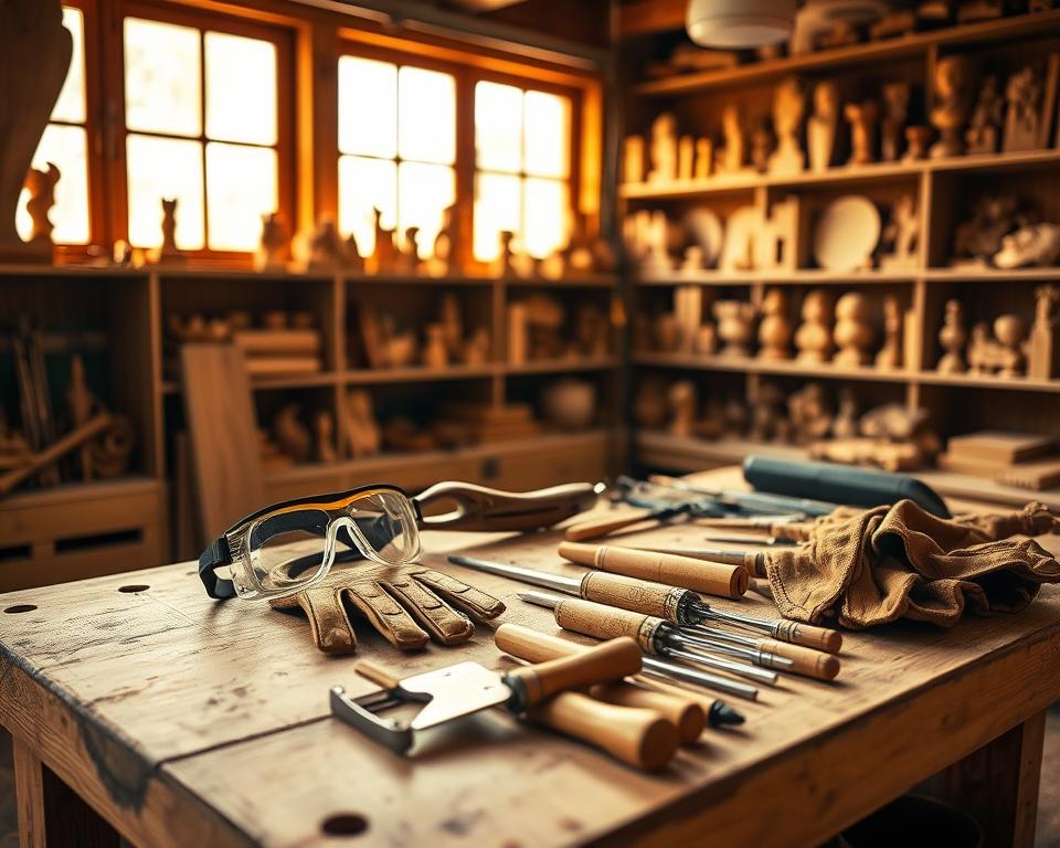 Sicherheit beim Holzschnitzen Schutzausrüstung