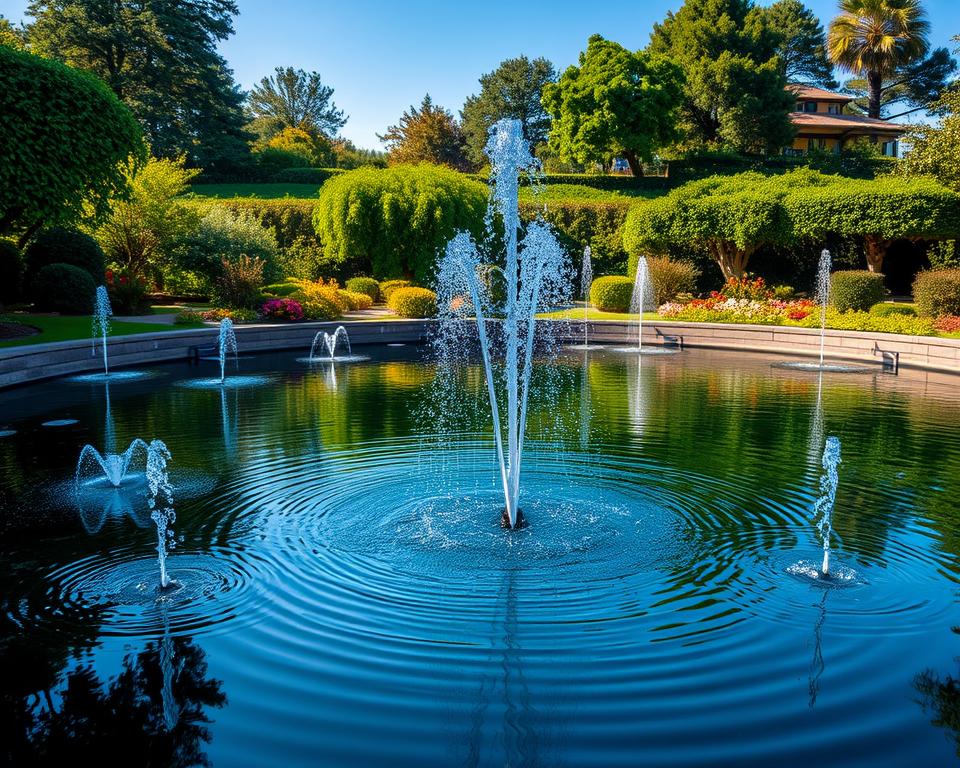Teichbrunnen und schwimmende Fontänen