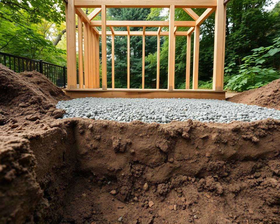 Untergrundvorbereitung für Gartenhaus