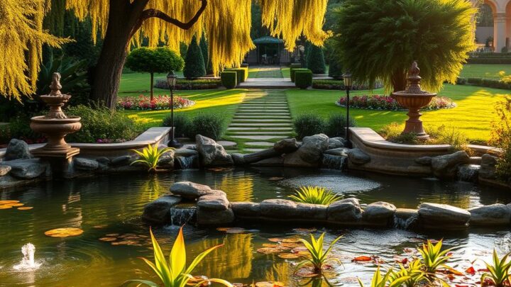 Wasserspiele: schöne Ideen für Teich und Garten