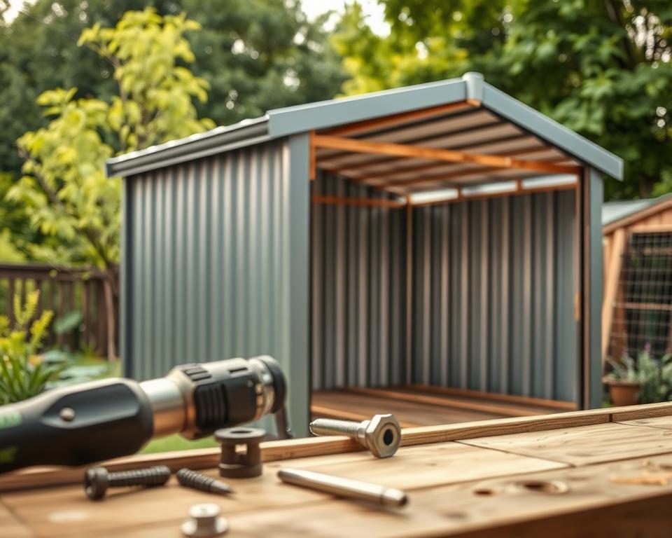 Wellblechgartenhaus Aufbau Schritt für Schritt