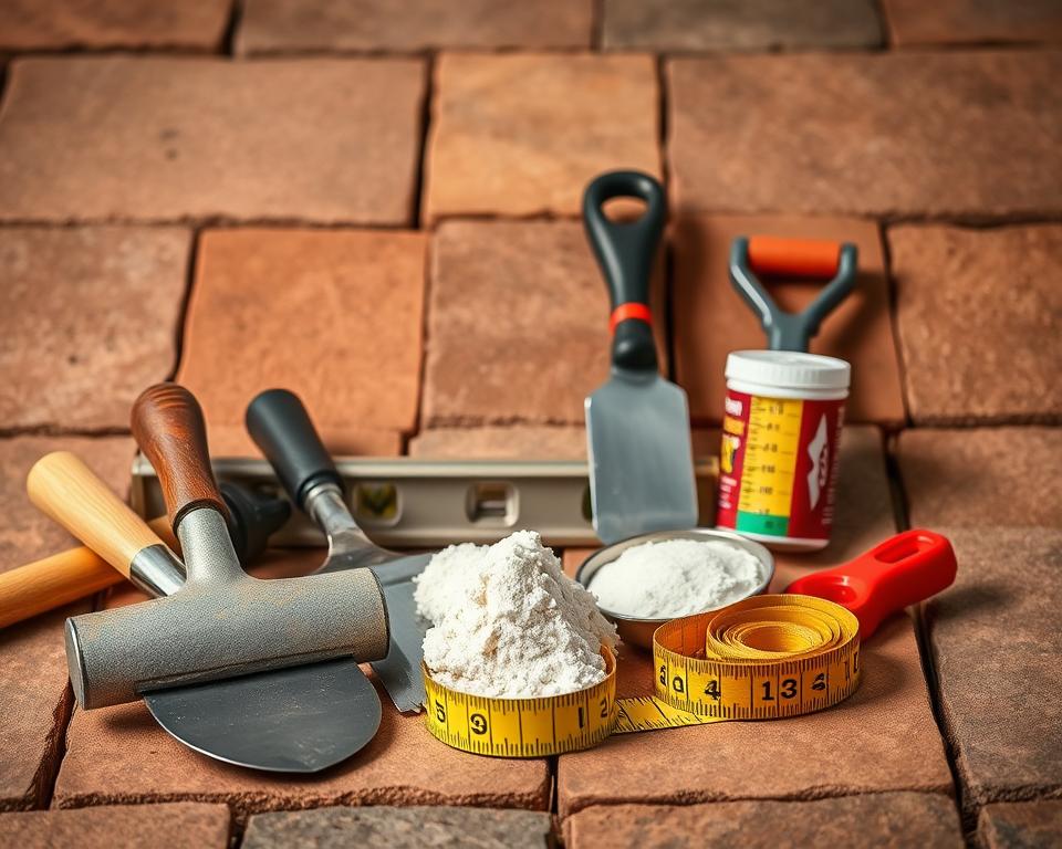 Werkzeuge für Pflastersteine verlegen